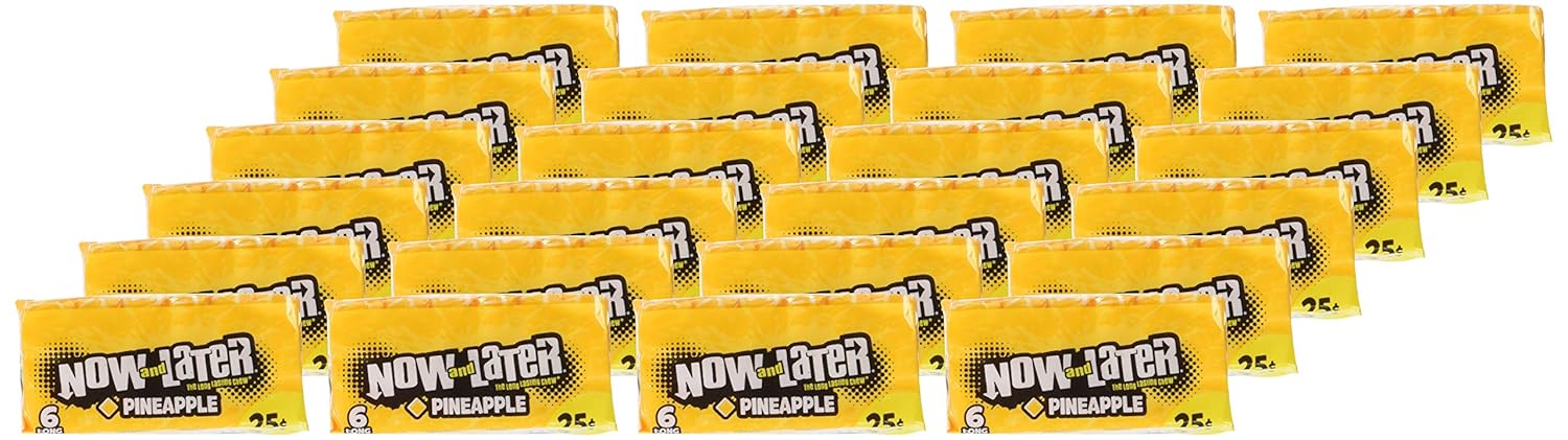 Now & Later Original Taffy Chews Candy, piña, 0.93 onzas (paquete de 24)