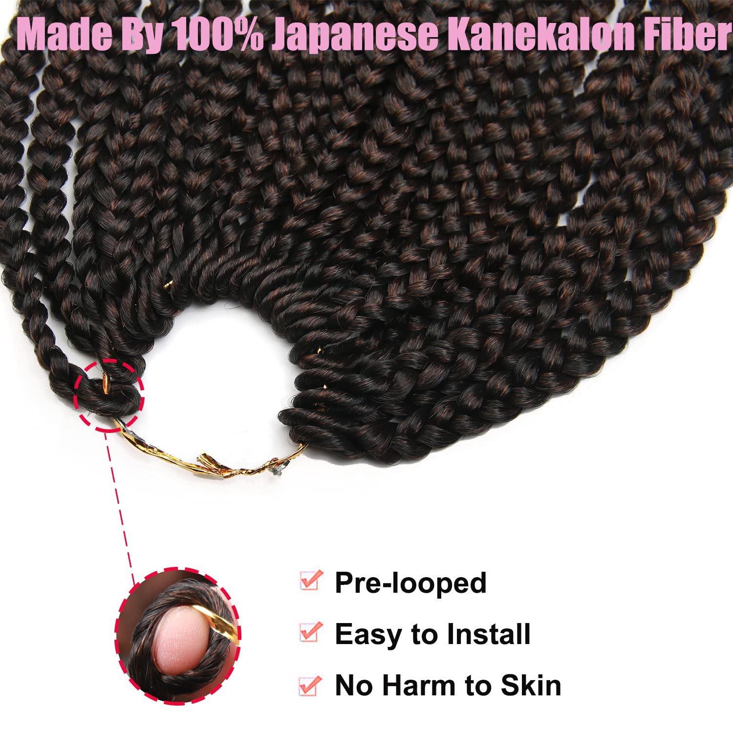 144 raíces por paquete, de 20 pulgadas, trenzas de ganchillo para mujeres, cabello trenzado de ganchillo negro con extremos rizados, extensiones de