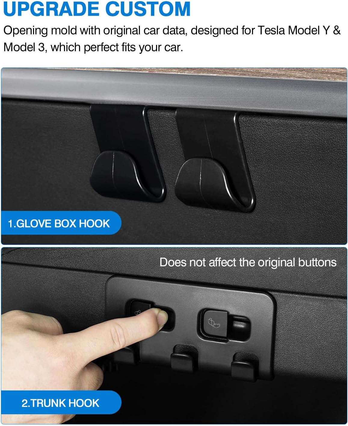 Ajuste personalizado para ganchos de guantera y gancho para maletero 2020 2021 2022 2023 Tesla Modelo Y Modelo 3, accesorios para bolsa de compras,