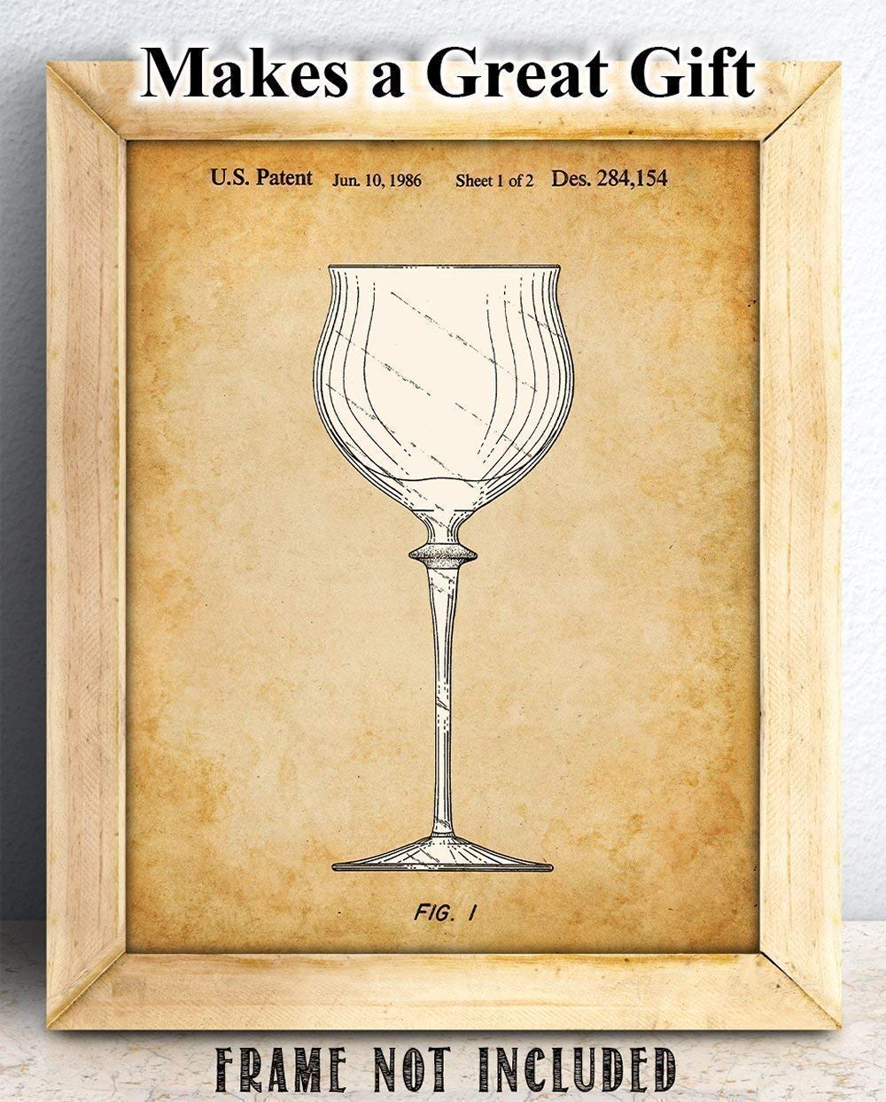 Wine Glass – 11×14 Unframed Patent Print – Makes a Great Winery, Wine Cellar or Home Bar Decor and Gift Under $15 for Wine Lovers