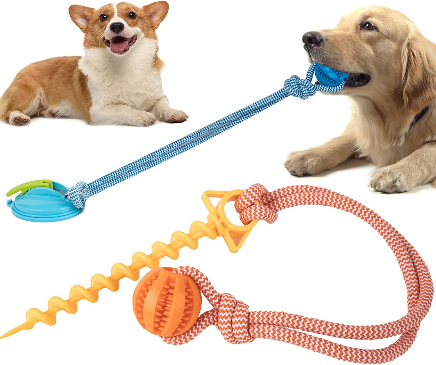 18FTRabbit Juguetes para perros para masticar agresivamente, juguetes interactivos para masticar perros, juguetes de tira y afloja para perros