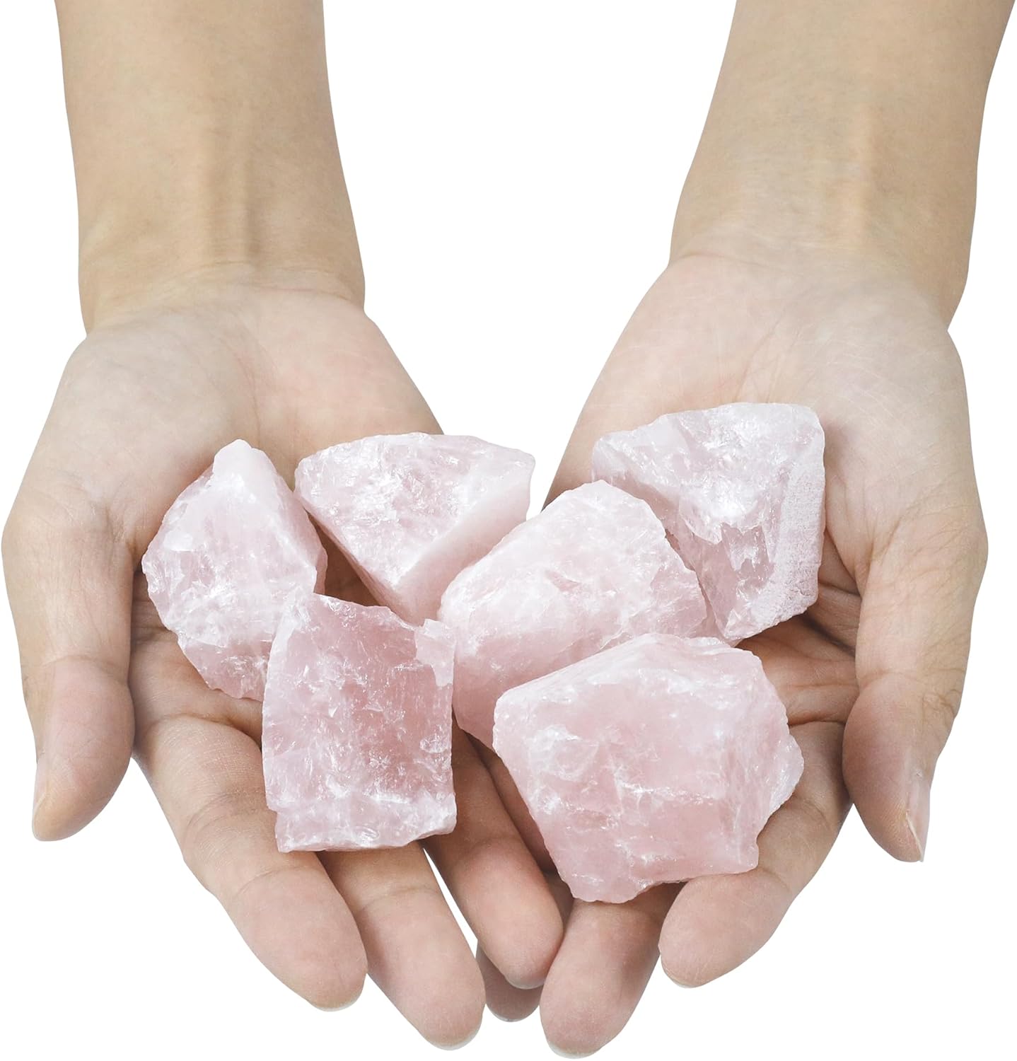 Rocas de cuarzo rosa para vasos de roca, piedras de cristal crudo natural para tocar rocas, funciona para cualquier vaso de roca, 1 librabolsa..