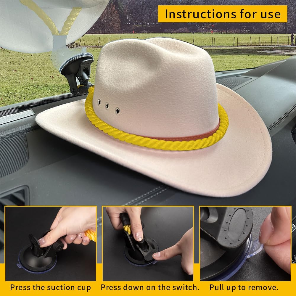Soportes para sombrero soportes para sombreros de vaquero para tu vehículo, soporte para sombrero de vaquero con ventosa, colgador universal para