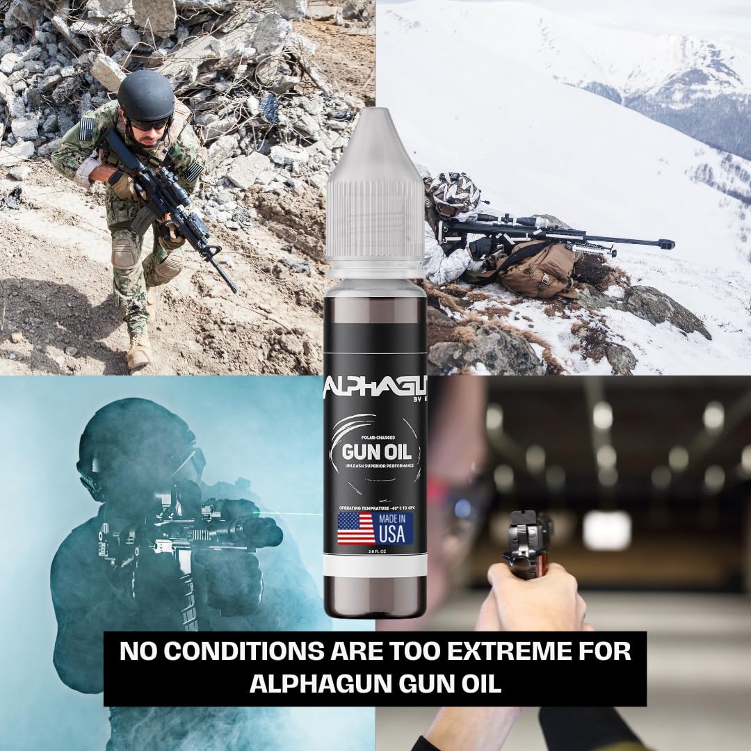 ALPHAGUN – Aceite para armas 75% más suave para un rendimiento máximo, lubricante premium fabricado en Estados Unidos para rifles, pistolas,