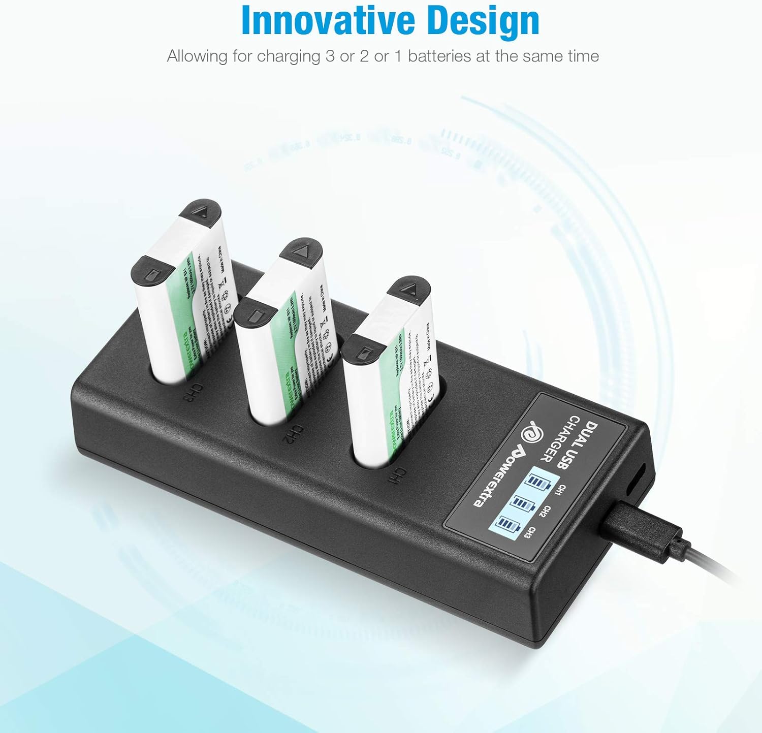 Powerextra Batería NP-BX1 3 y cargador USB de 3 canales para Sony NP-BX1 y Sony Cyber-Shot DSC-RX100, DSC-RX100 II, DSC-RX100M II, DSC-RX100 III,