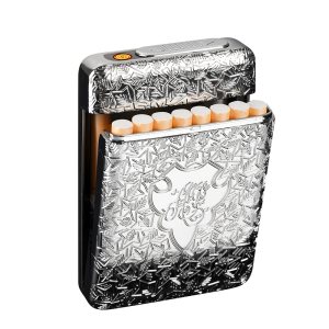 Caja de cigarrillos con encendedor USB, 16 piezas de 3.307 in de tamaño regularking cigarrillos eléctricos recargables sin llama a prueba de viento Caja de cigarrillos con encendedor USB, 16 piezas de 3.307 in de tamaño regularking cigarrillos eléctricos recargables sin llama a prueba de viento