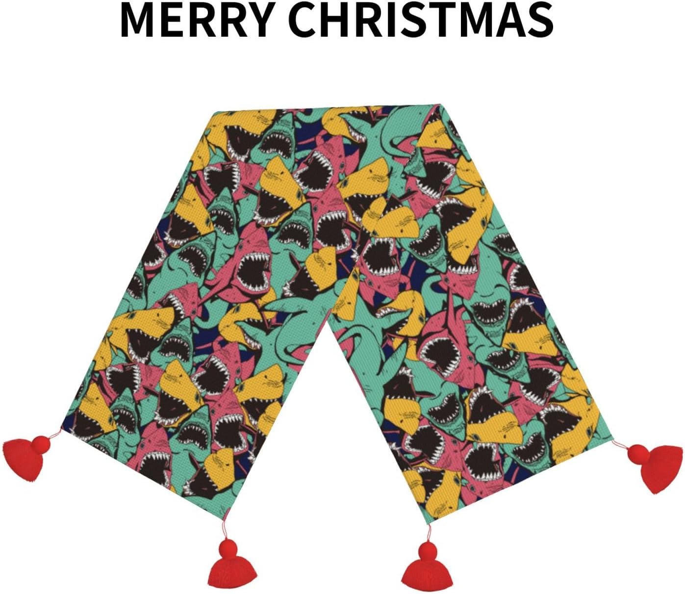 Sharks Christmas Table Runner Dining Table Decor Christmas Decorations Indoor Home Decor Christmas Table Runners Xmas Navidad Decoracion 2023 for