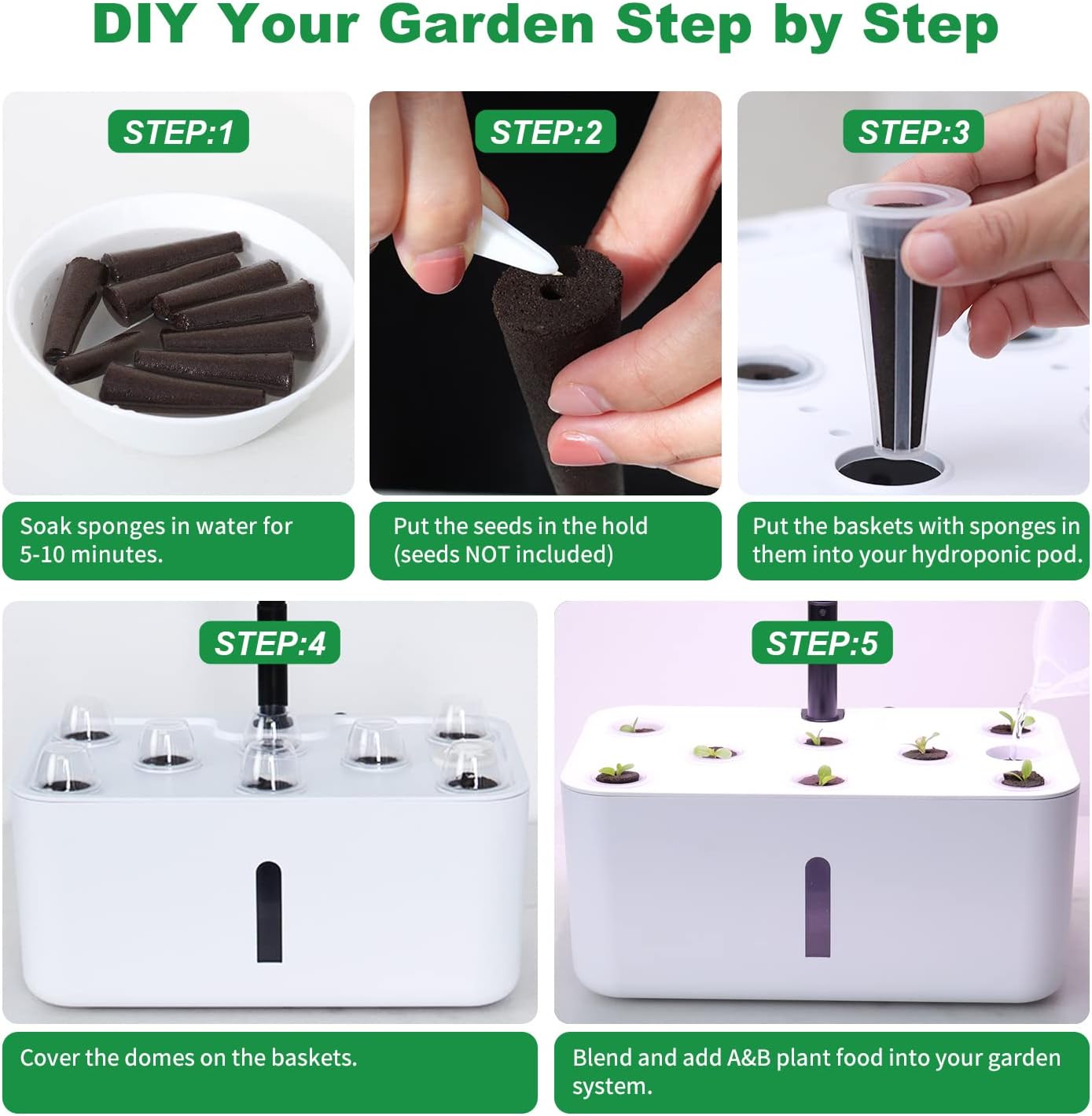 Kit de 77 cápsulas de semillas para Aero Garden y todo el sistema hidropónico, kit Oliz Grow Anything con 12 esponjas de cultivo, 12 cestas de
