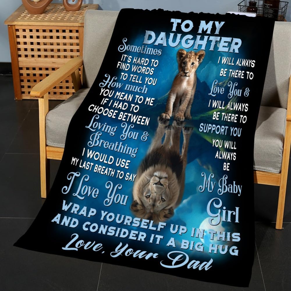 Namashops Manta de forro polar con texto en inglés To My Daughter from Dad, Tiger Fleece Blanket for Daughter para hija, manta de regalo para hija