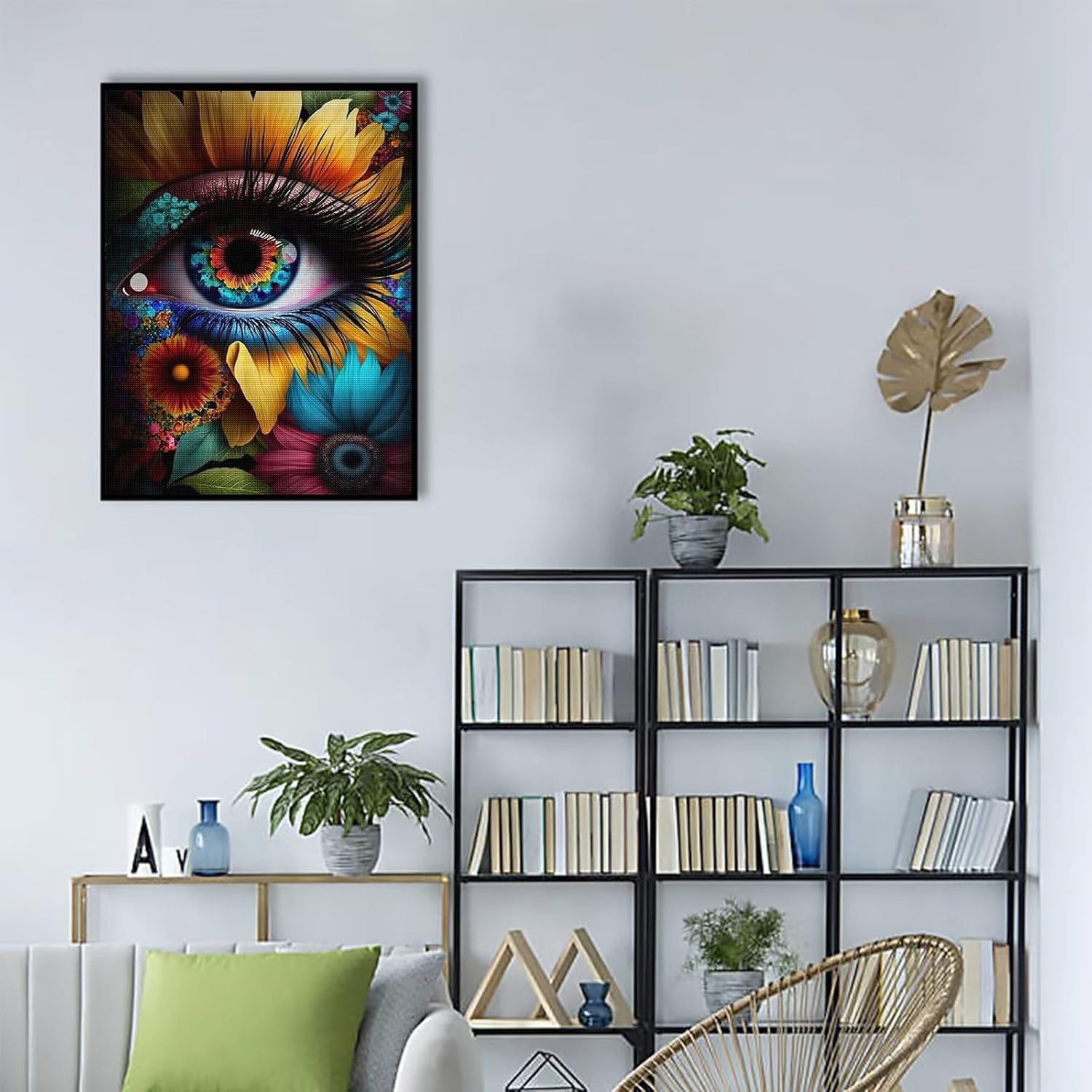 Pintura de diamantes 5D pestañas de ojos de colores por números, kits de pintura con diamantes, arte de cristal, manualidades, taladro completo,