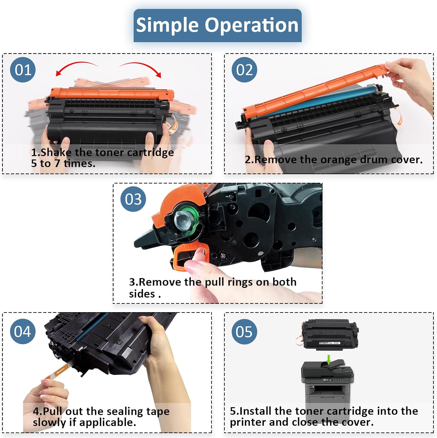 Cartucho de tóner 55A CE255A funciona con impresora de tóner P3015 P3015dn P3015x Pro 500 MFP M521dn M521dw M521 M525 (negro, 1 paquete)