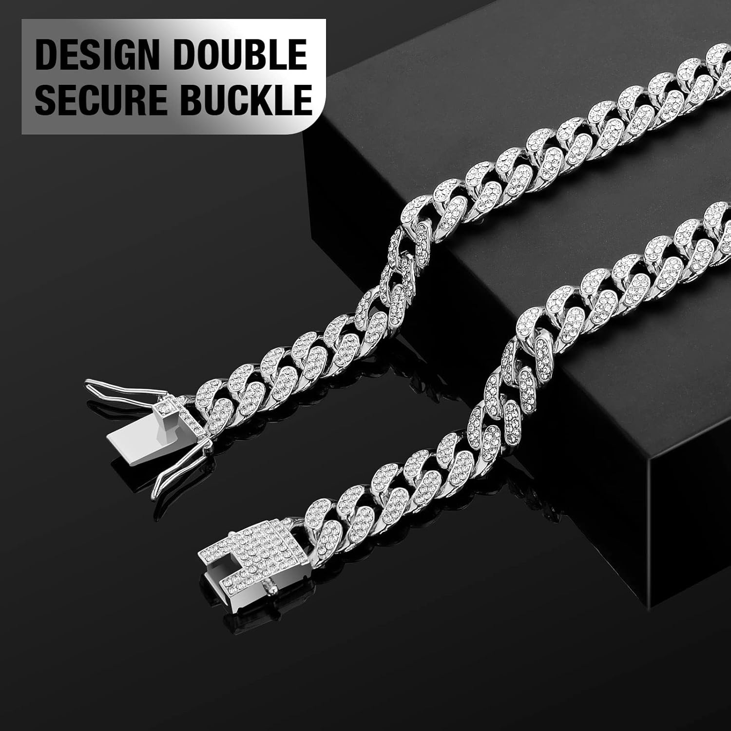 Collar cubano de cadena para perro con diseño de hebilla segura, collar de cristal cubano para mascotas, accesorios para perros pequeños, medianos y