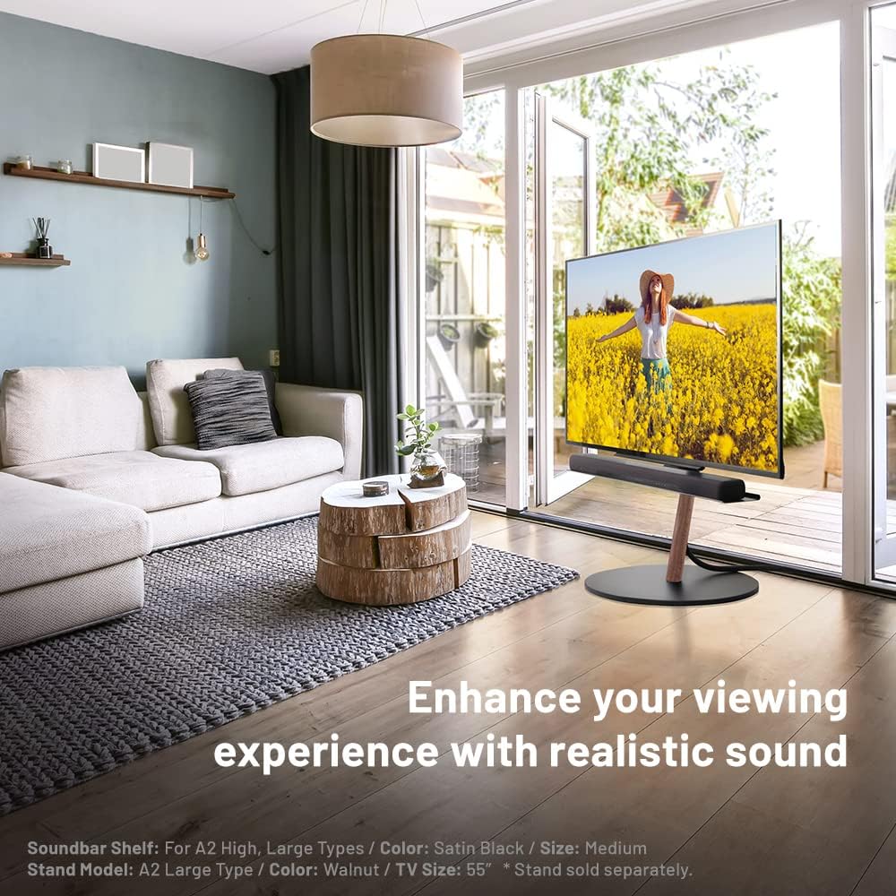WALL Estante de barra de sonido para soporte de TV A2 altomodelos grandes, tamaño mediano, ancho 37.4 in  37.4 pulgadas, blanco satinado