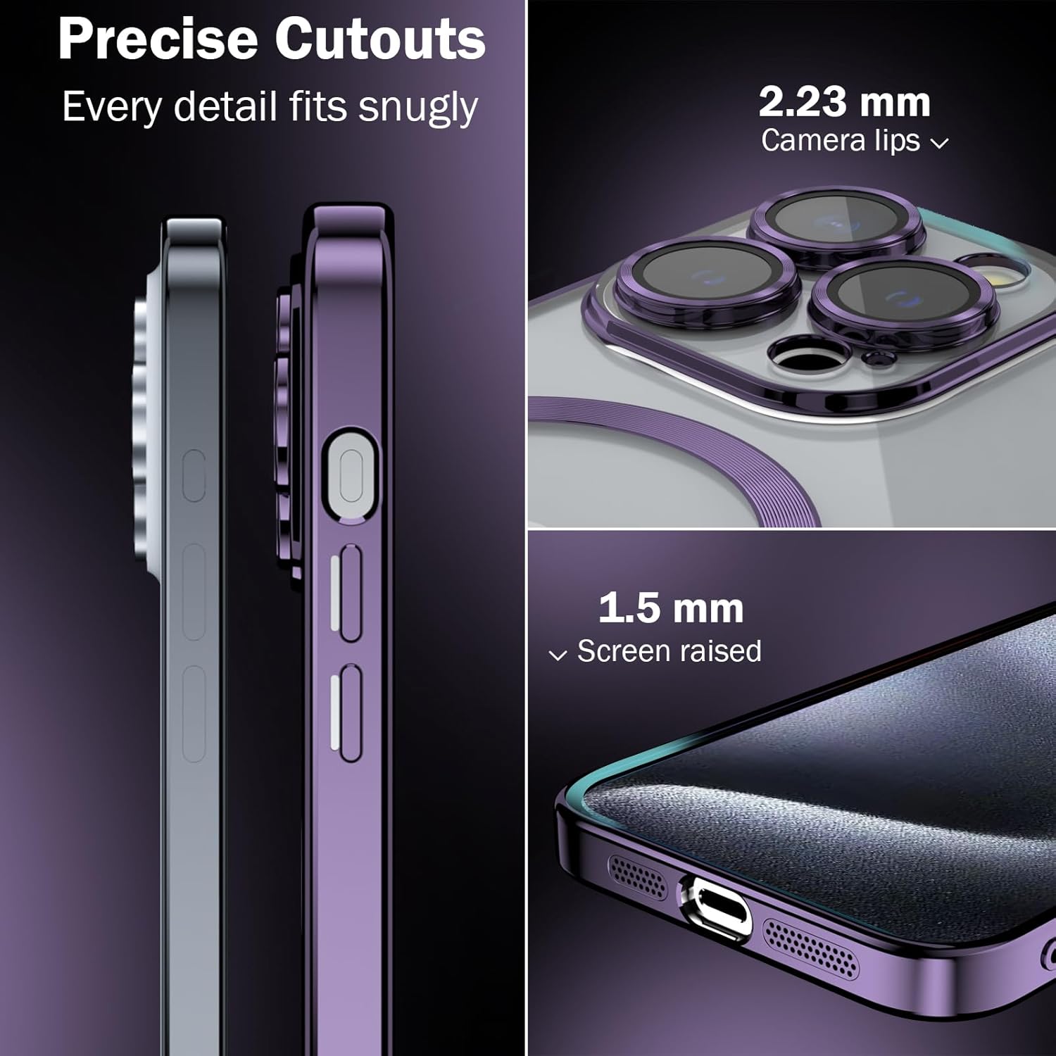 KSWOUS Funda magnética transparente para iPhone 15 Pro Max compatible con MagSafe protección completa de la lente de la cámara chapado de lujo para