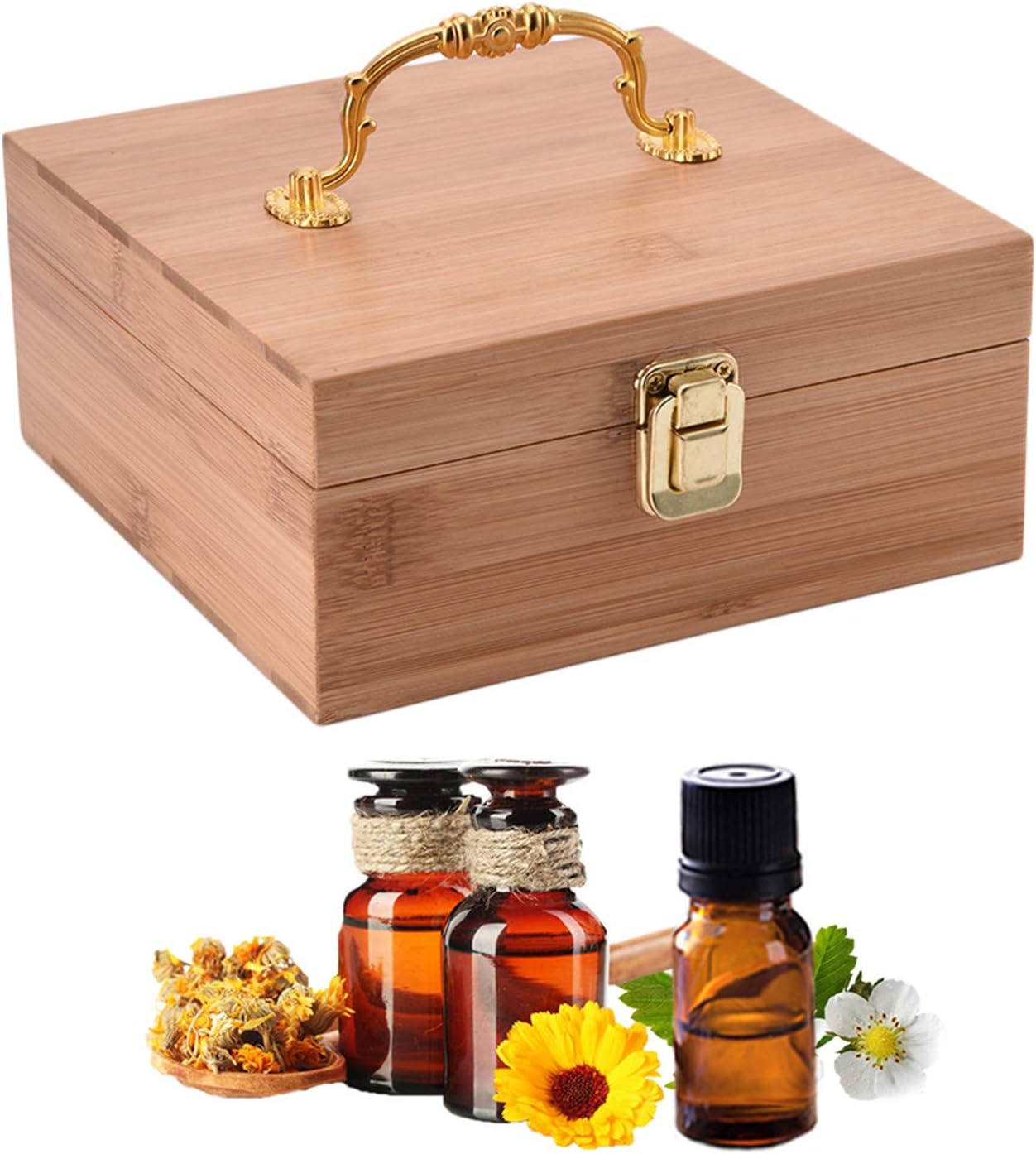 Pure Vie Caja de almacenamiento de bambú de aceite esencial, presentación de exhibición de viaje, capacidad para 25 botellas para 5, 10, 0.5 fl oz,