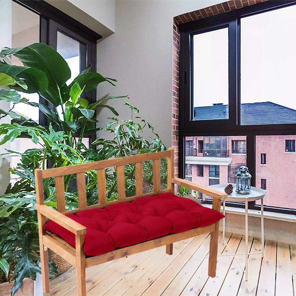 Cojín de banco impermeable para exteriores, 48 x 20 pulgadas, cojín oscilante para muebles de patio, cojines de 3 plazas, para jardín, muebles de