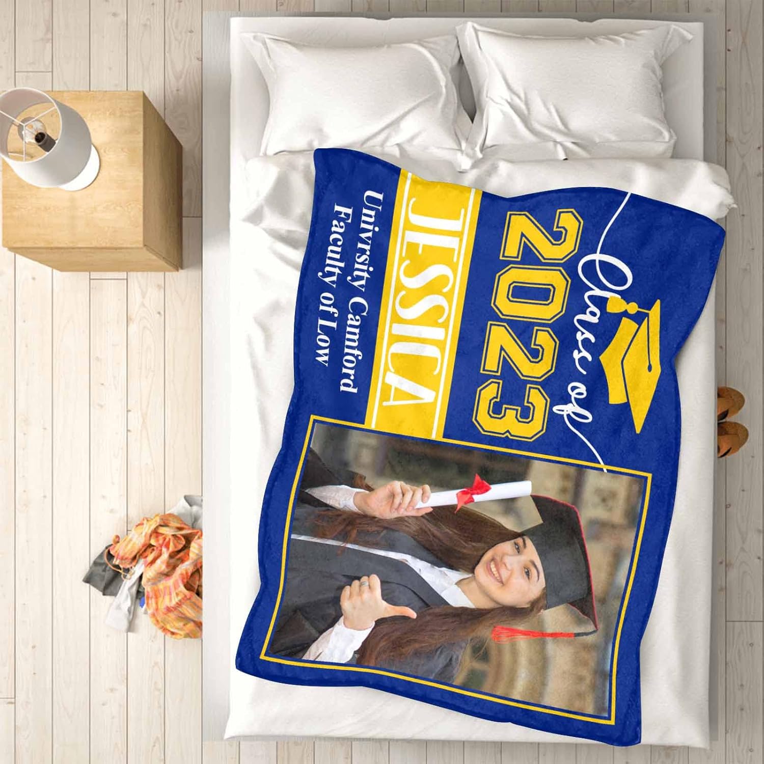 YESCUSTOM Manta de graduado personalizada con collage de fotos, manta de fotos personalizada para graduados de clase de 2023, manta personalizada