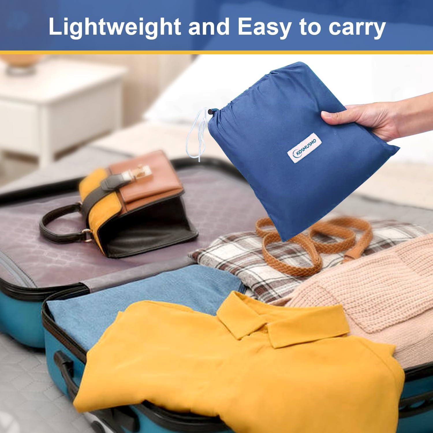 KOMUSMO – Forro para saco de dormir con cremallera, saco de dormir ligero de viaje, portátil, compacto, para campamento, longitud completa y 4
