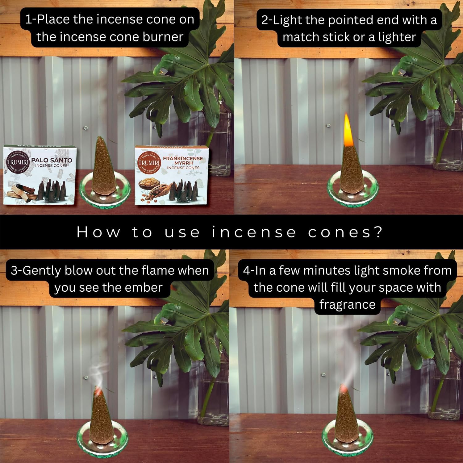 Conos de incienso  Paquete combinado de 20 conos de incienso  10 mirras de incienso + 10 Palo Santo  Conos de insencia  Conos de incienso perfumados