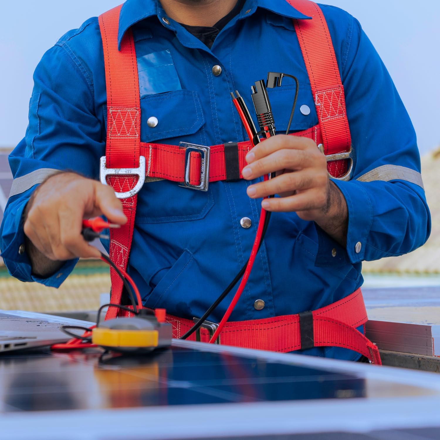 BERLAT – Paquete de 2 extensiones de cable solar, 14 Awg 11.8 in, extensión de corriente continua automotriz para conexión y transferencia de