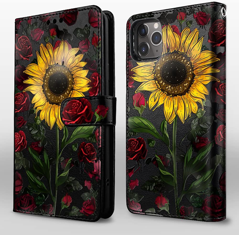 Shields Up Funda tipo cartera diseñada para iPhone 11 Pro, funda magnética desmontable con tarjetero y correa para niñasmujeres, funda de piel