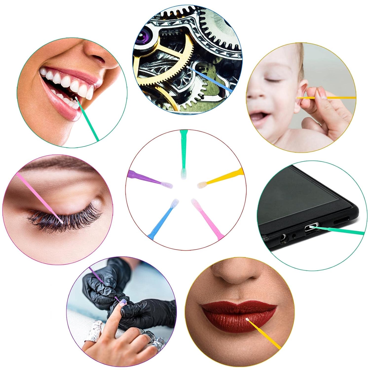 1000 aplicadores dentales microcepillo micro hisopos para extensiones de pestañas, micro aplicadores, cepillos desechables para pestañas hisopos de