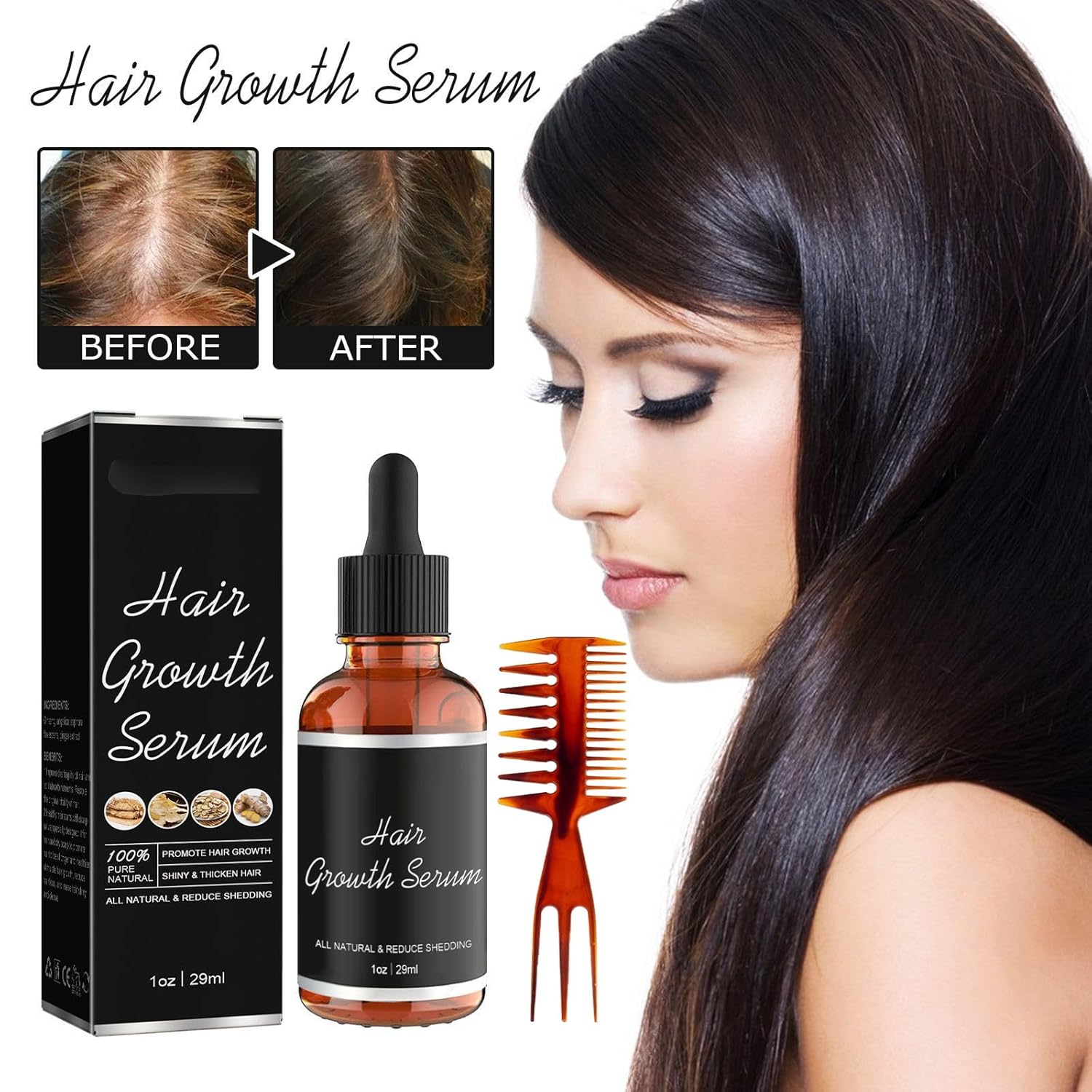 Noor – Suero para el crecimiento del cabello, aceitunas africanas, aceite de crecimiento del cabello para la pérdida del cabello, suero de