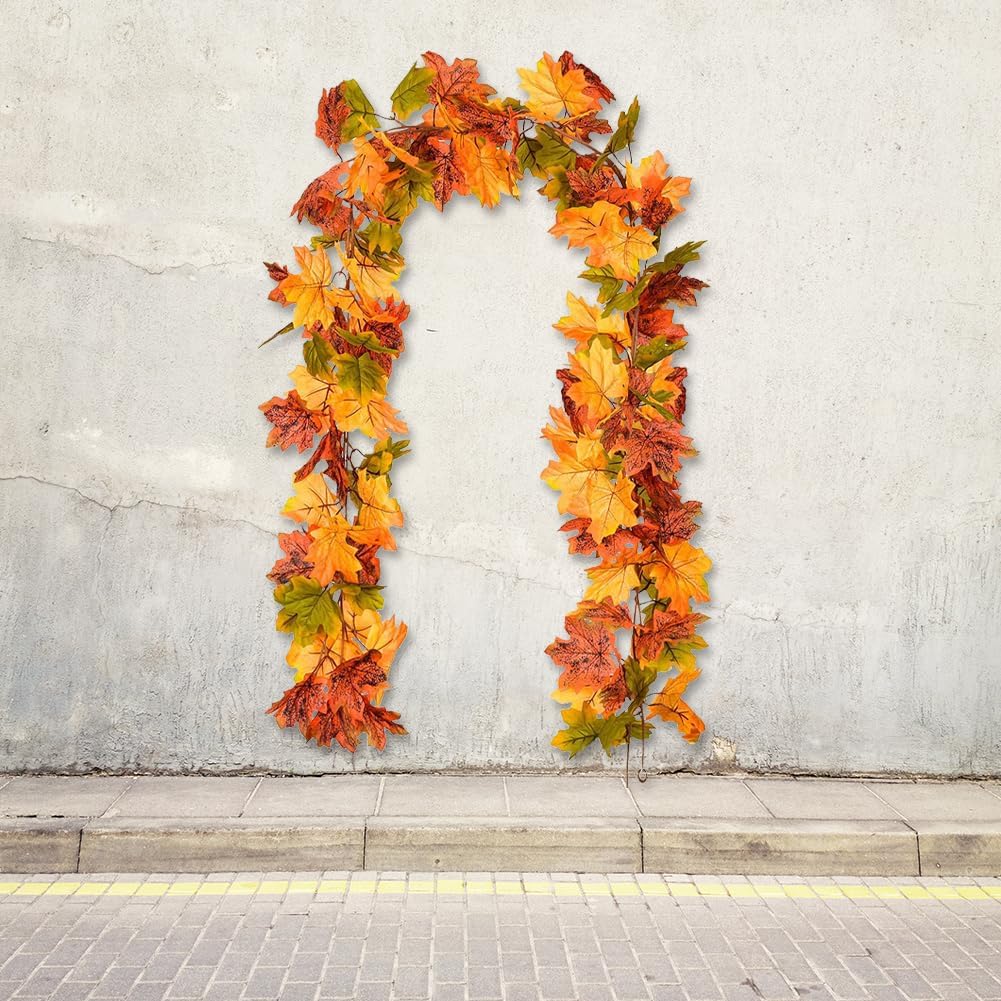 Guirnalda de hojas de arce de otoño, guirnalda de plantas de folia, hoja de arce e guirnalda de hojas de arce de otoño para boda, fiesta, hogar