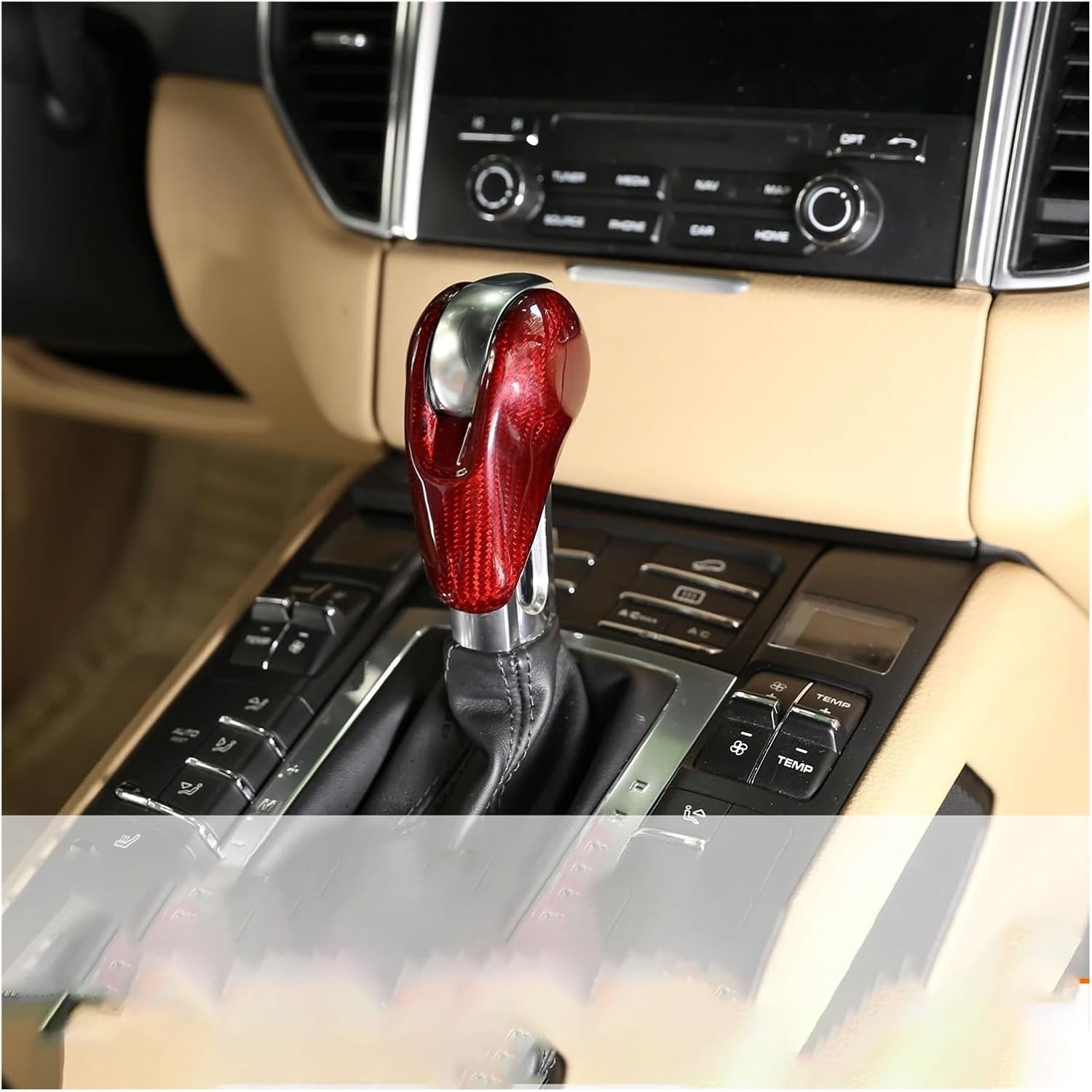 Funda de fibra de carbono real para el cabezal de cambio de marchas, compatible con MACAN 718 911, Panamera Cayman Boxster 2009-2021, accesorios de