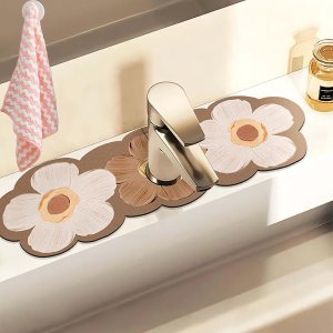 Tapete de drenaje de grifo de estilo fantasía, tapete vintage súper absorbente, tapete de secado de platos de barro de diatomeas para grifo de Tapete de drenaje de grifo de estilo fantasía, tapete vintage súper absorbente, tapete de secado de platos de barro de diatomeas para grifo de