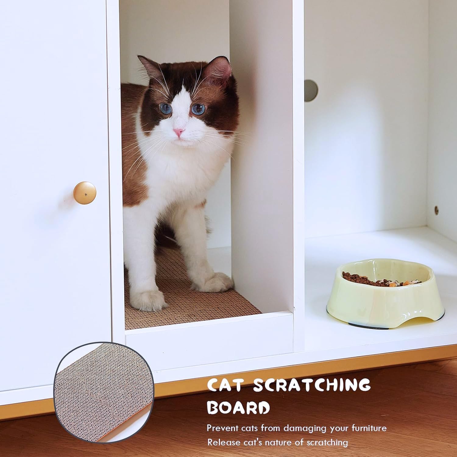 Caja de arena para gatos, caja de arena grande oculta para gatos de 60 pulgadas con estante, muebles de casa para gatos de interior con almohadilla