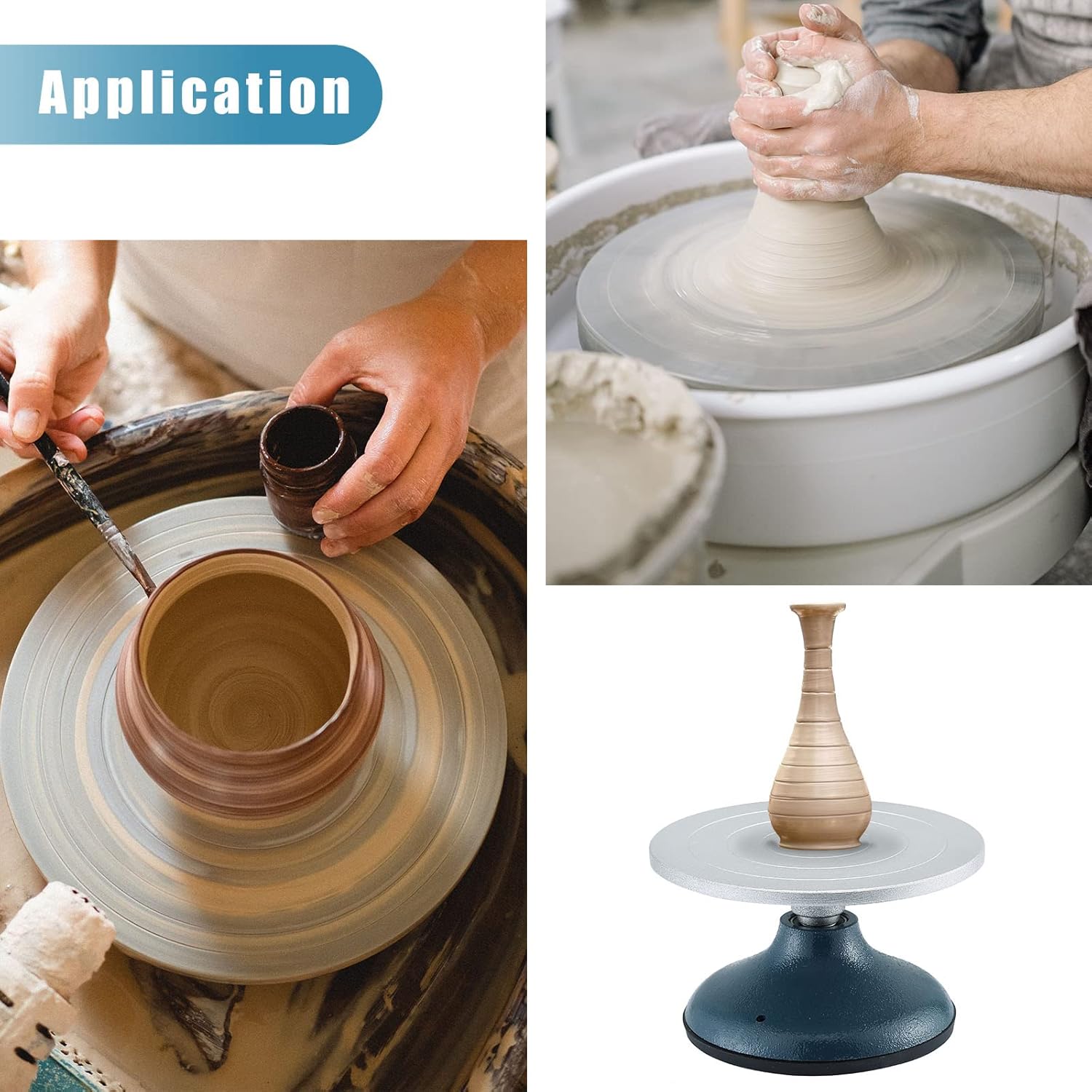 MYFULLY Rueda de cerámica para esculpir 7 pulgadas de diámetro, rueda de metal de hierro fundido resistente para decoración de cerámica con funda de