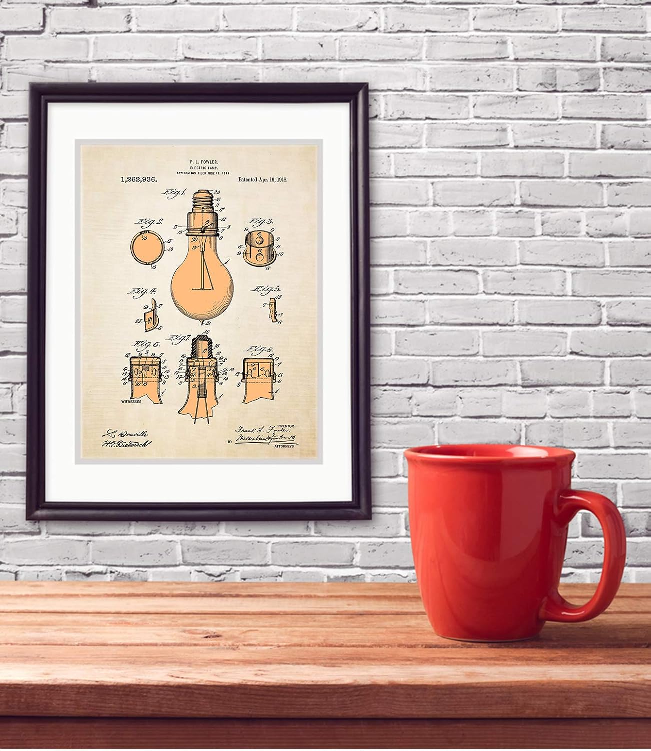 Fowler, estilo pergamino vintage, patente 1918 por Fowler, impresión artística de pared, 11 x 14 pulgadas, gran idea de regalo para ingenieros
