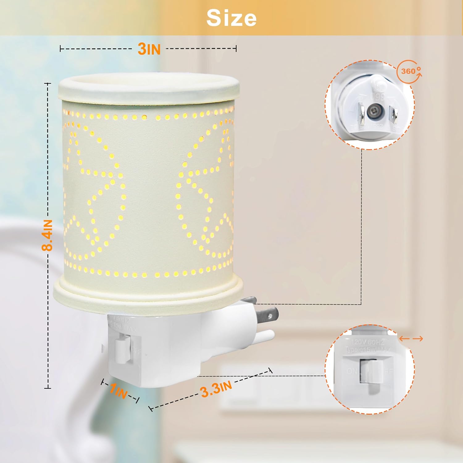 CVHOMEDECO. Calentador eléctrico de cera derretida de pared, estrellas perforadas, calentador de tarta de metal, calentador de velas decorativas