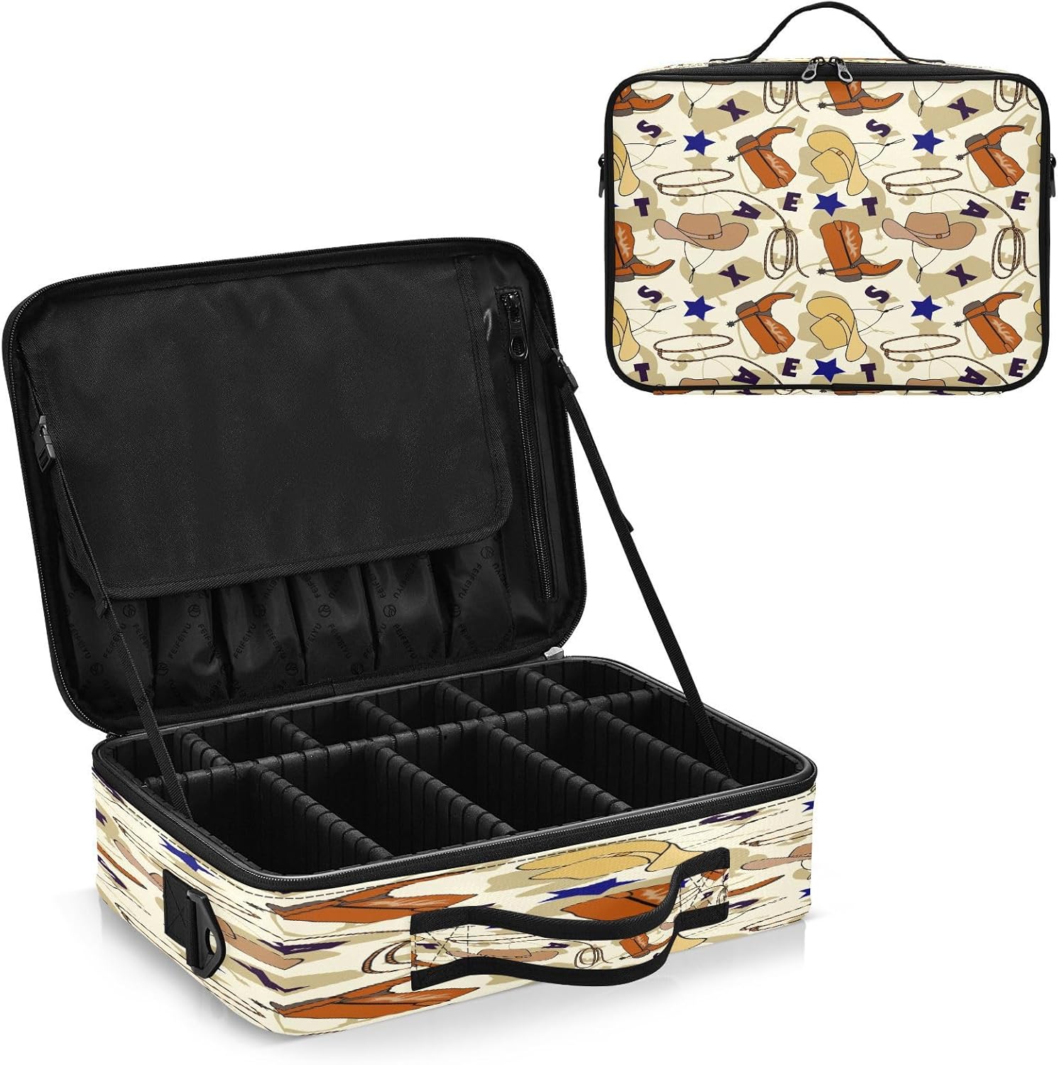 Botas vaqueras sin costuras, sombrero de maquillaje, bolsa de cosméticos, artículos de tocador, bolsa de viaje, organizador de maquillaje, bolsa de