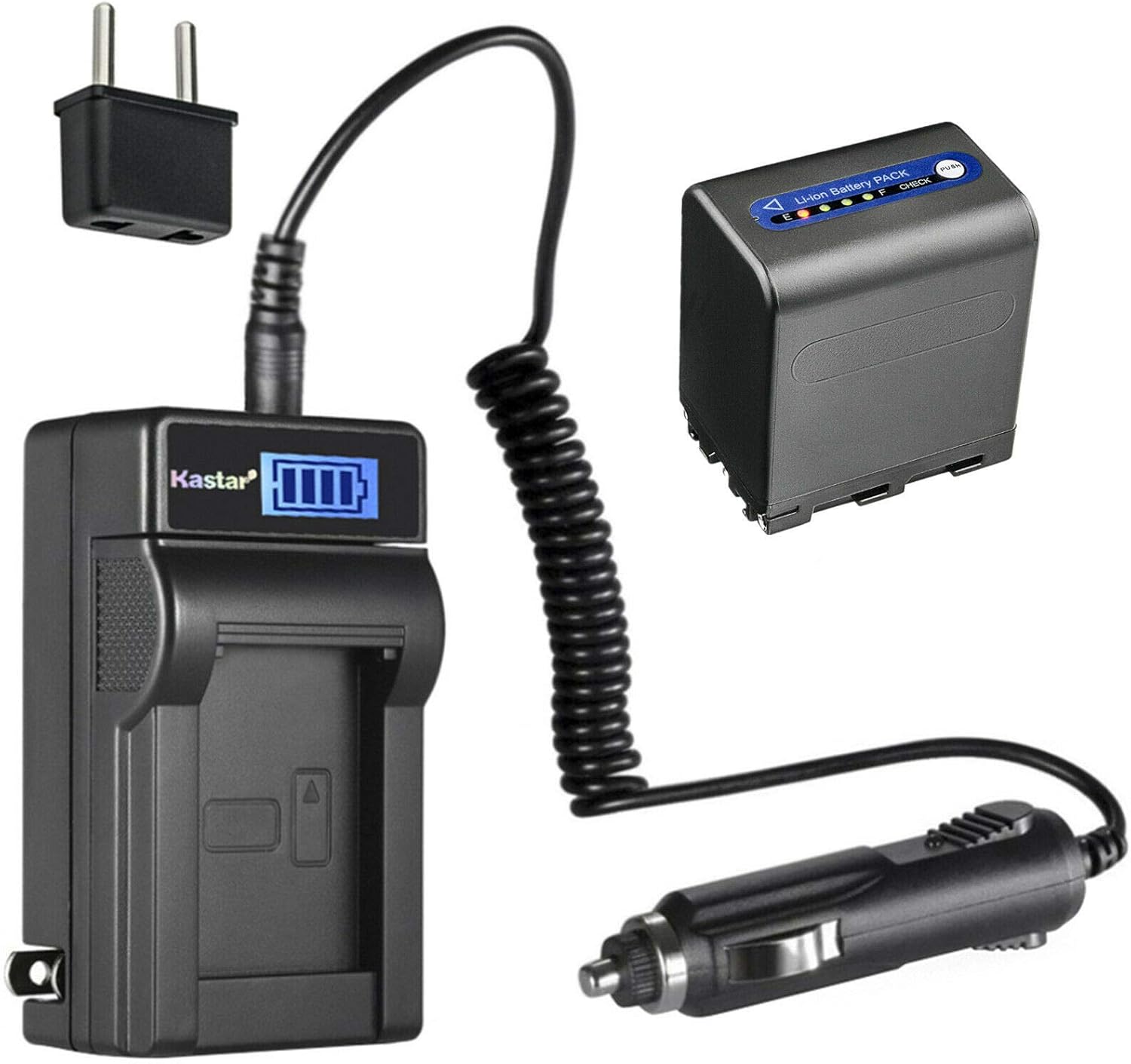 Kastar Paquete de 1 batería NP-QM91D y cargador de CA LCD compatible con Sony CCD-TRV11, CCD-TRV12, CCD-TRV14, CCD-TRV15, CCD-TRV16, CCD-TRV17,