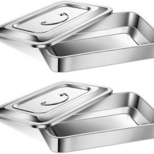 Fabbay 2 bandejas quirúrgicas médicas 201 de acero inoxidable para instrumentos dentales, bandeja organizadora, caja de metal esterilizado con tapa Fabbay 2 bandejas quirúrgicas médicas 201 de acero inoxidable para instrumentos dentales, bandeja organizadora, caja de metal esterilizado con tapa