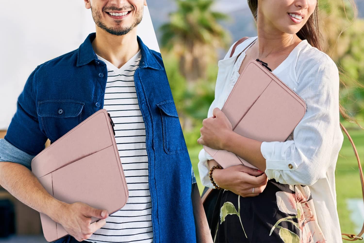 Funda para laptop de 15.6 pulgadas, duradera, a prueba de golpes, funda protectora de transporte para computadora con bolsillo frontal, maletín para