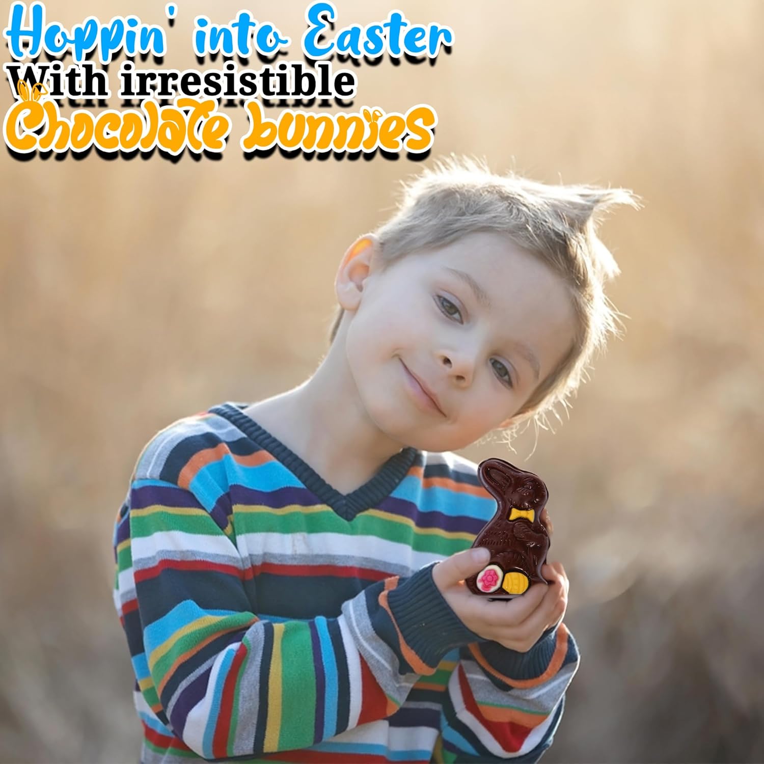 12 unidades de mini dulces de conejo de Pascua de chocolate (3 pulgadas de alto, 1 onza) de caramelo de relleno de cesta de Pascua