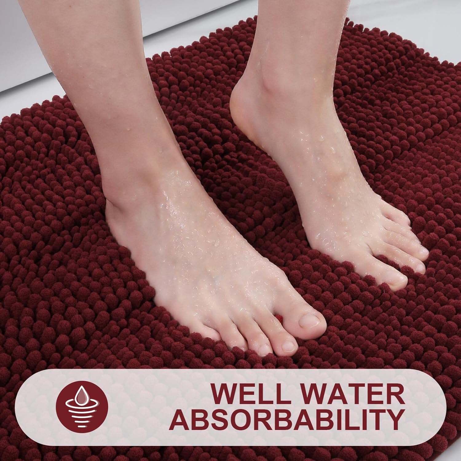 Grandaily Alfombras de baño de felpilla a rayas de 60 x 24 pulgadas, extra gruesas y absorbentes, antideslizantes, de felpa suave, lavable a