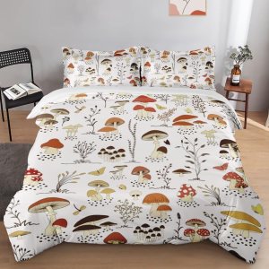 Juego de funda de edredón, diseño de hongos y mariposa, juego de ropa de cama para niños y adultos, decoración de dormitorio de niños y adultos, Juego de funda de edredón, diseño de hongos y mariposa, juego de ropa de cama para niños y adultos, decoración de dormitorio de niños y adultos,