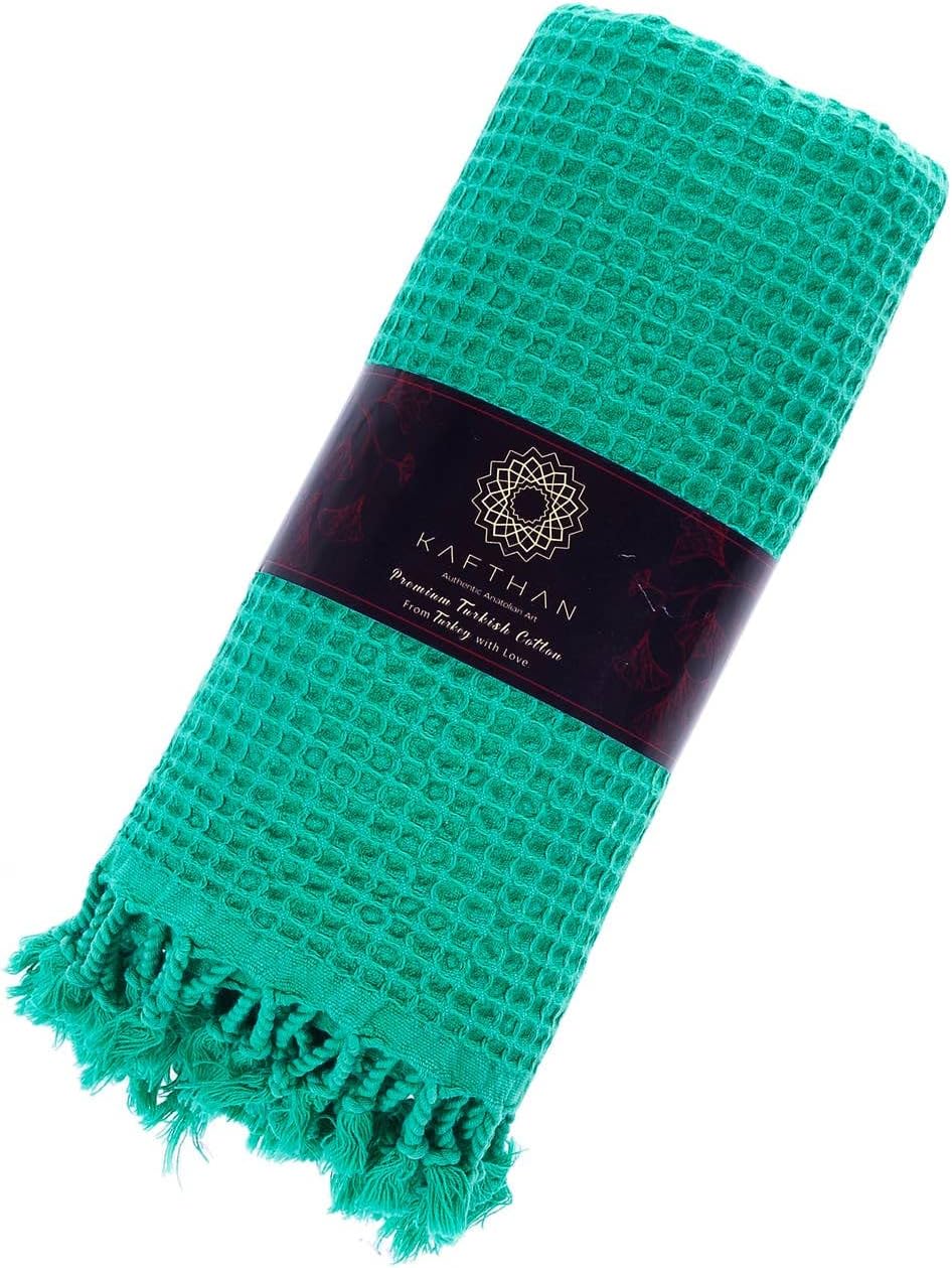 Kafthan – Toalla de baño y piscina de algodón turco Waffle – De secado rápido, suave, absorbente, manta ligera y toalla para piscina, spa y baño,