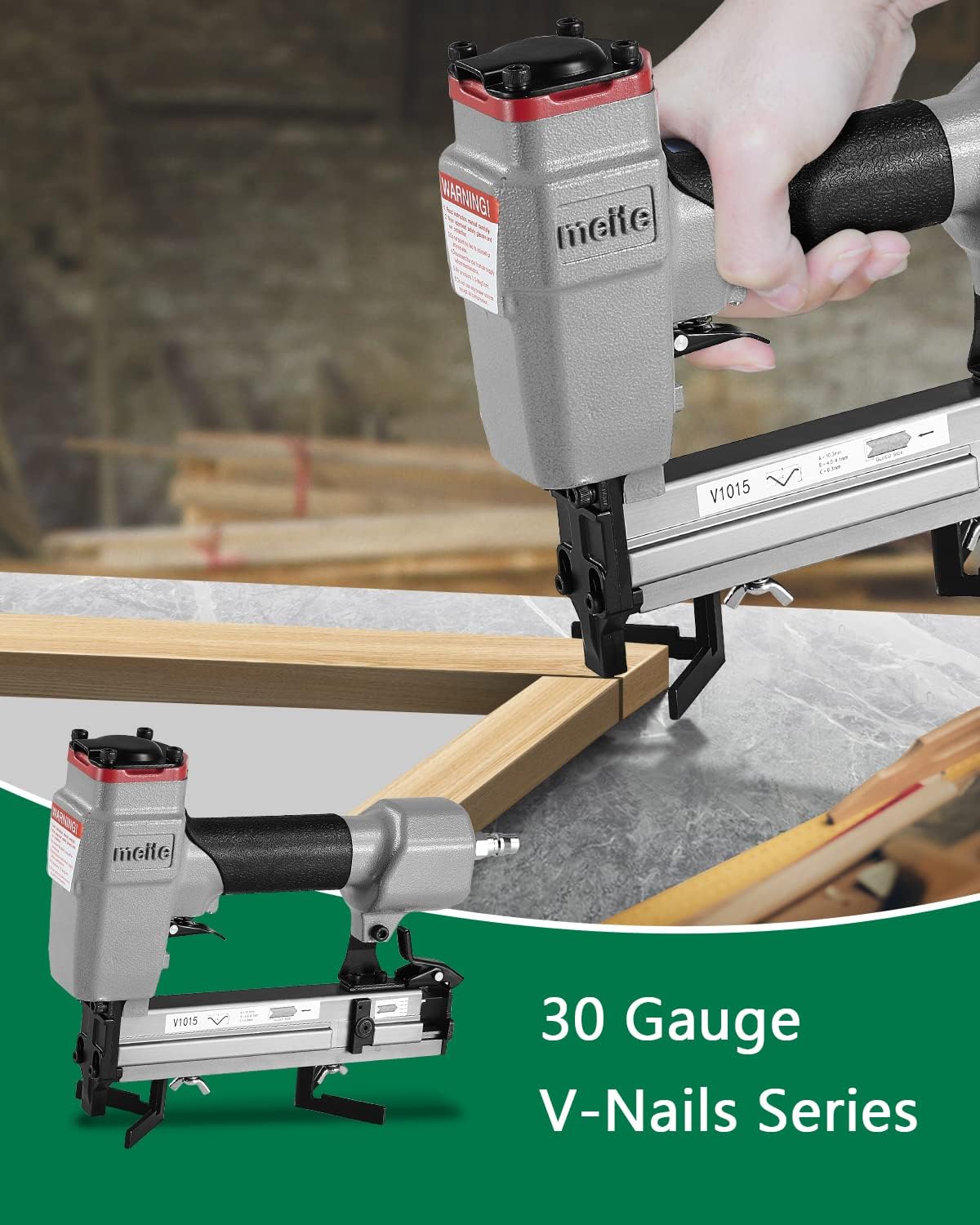 meite Tipo de madera dura 0.406 in Diámetro V Clavos 0.276 in Longitud 932-Inch para Marco de fotos Joiner V1015B V-Nailer Herramienta de esquinas