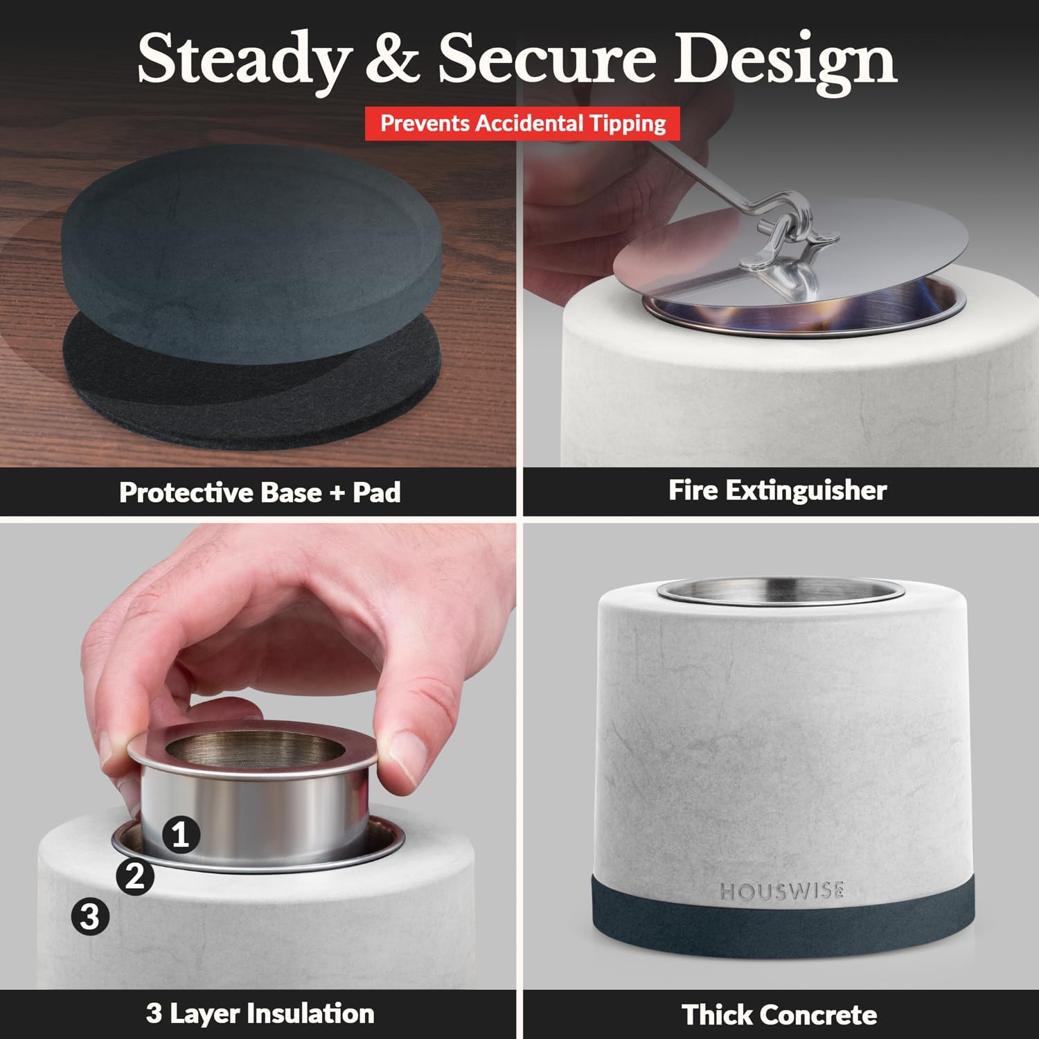 Houswise Kit para hacer fogatas de mesa  Hormigón para exteriores e interiores, fogata de mesa, pequeña chimenea portátil para interiores