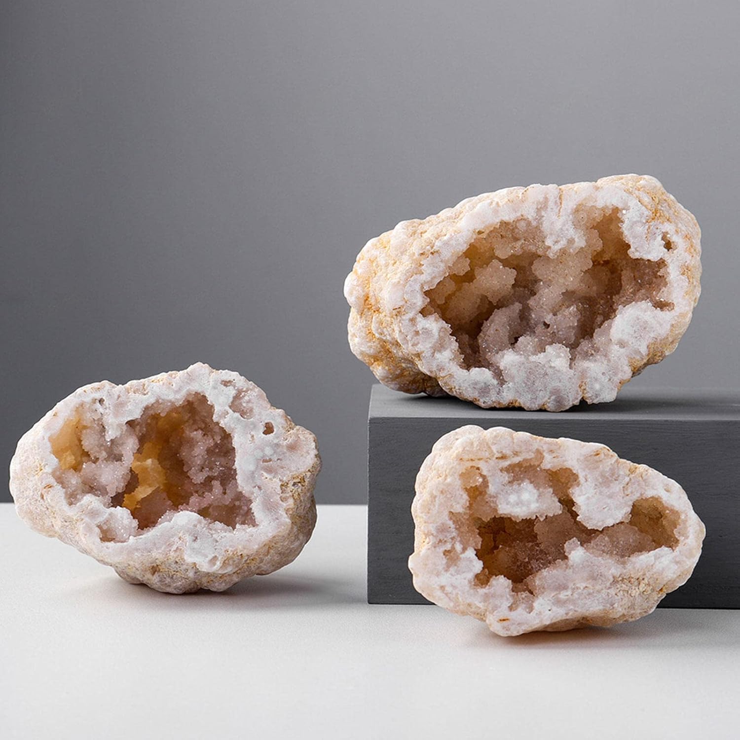 Rebanada de geoda de ágata natural, racimo de cuarzo, puntos de cristal, minerales, espécimen, racimo de cuarzo de cristal de alta energíaDruzy