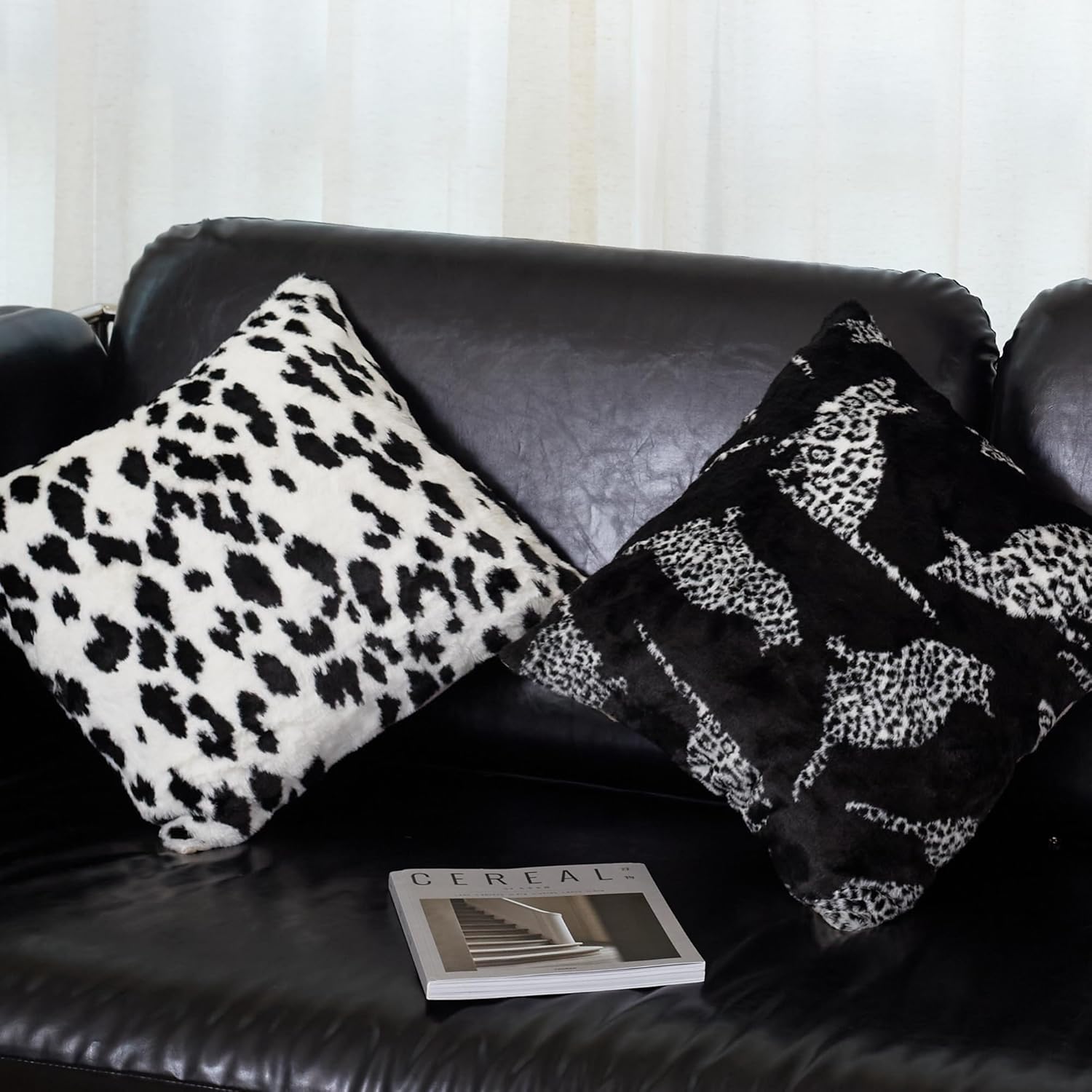 Juego de 2 fundas de almohada de sherpa, acogedoras y esponjosas fundas de cojín decorativas para sofá, cama, 18 x 18 pulgadas, dálmata