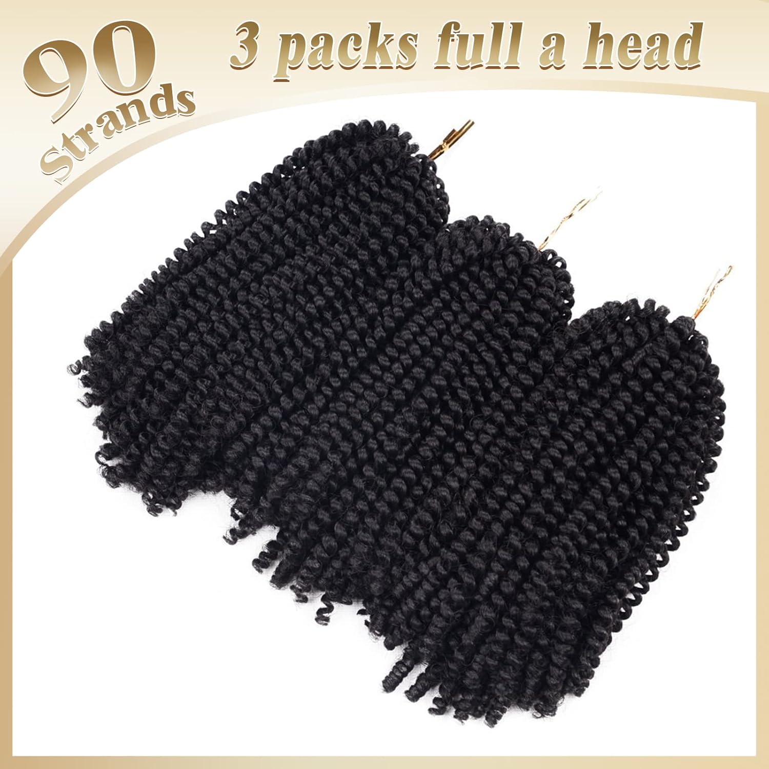 Paquete de 3 extensiones de trenzas de pelo muy rizado o trenzas africanas de pelo sintético de fibra resistente