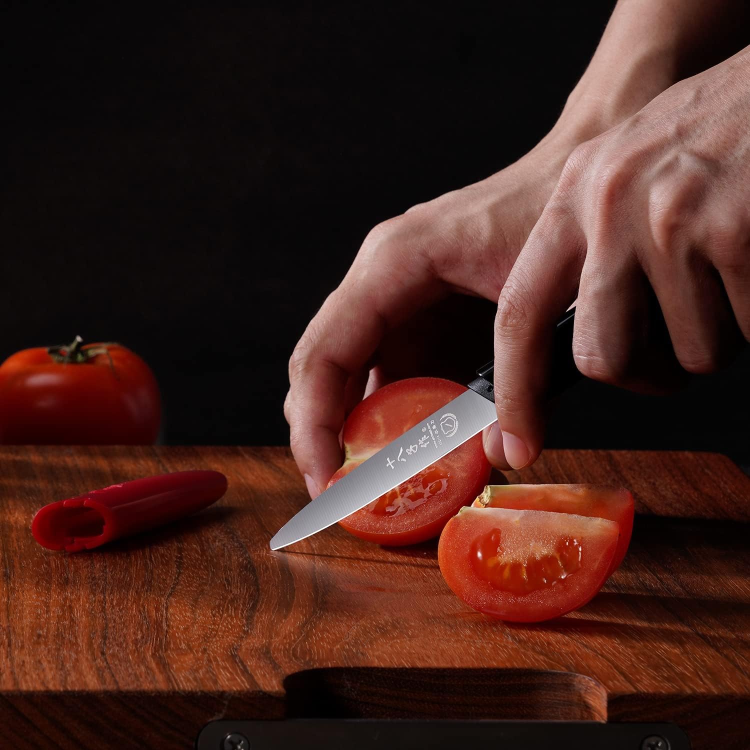 SHI BA ZI ZUO Pelador de cuchillos de frutas portátil de 3.6 pulgadas con funda para cortes precisos y precisos