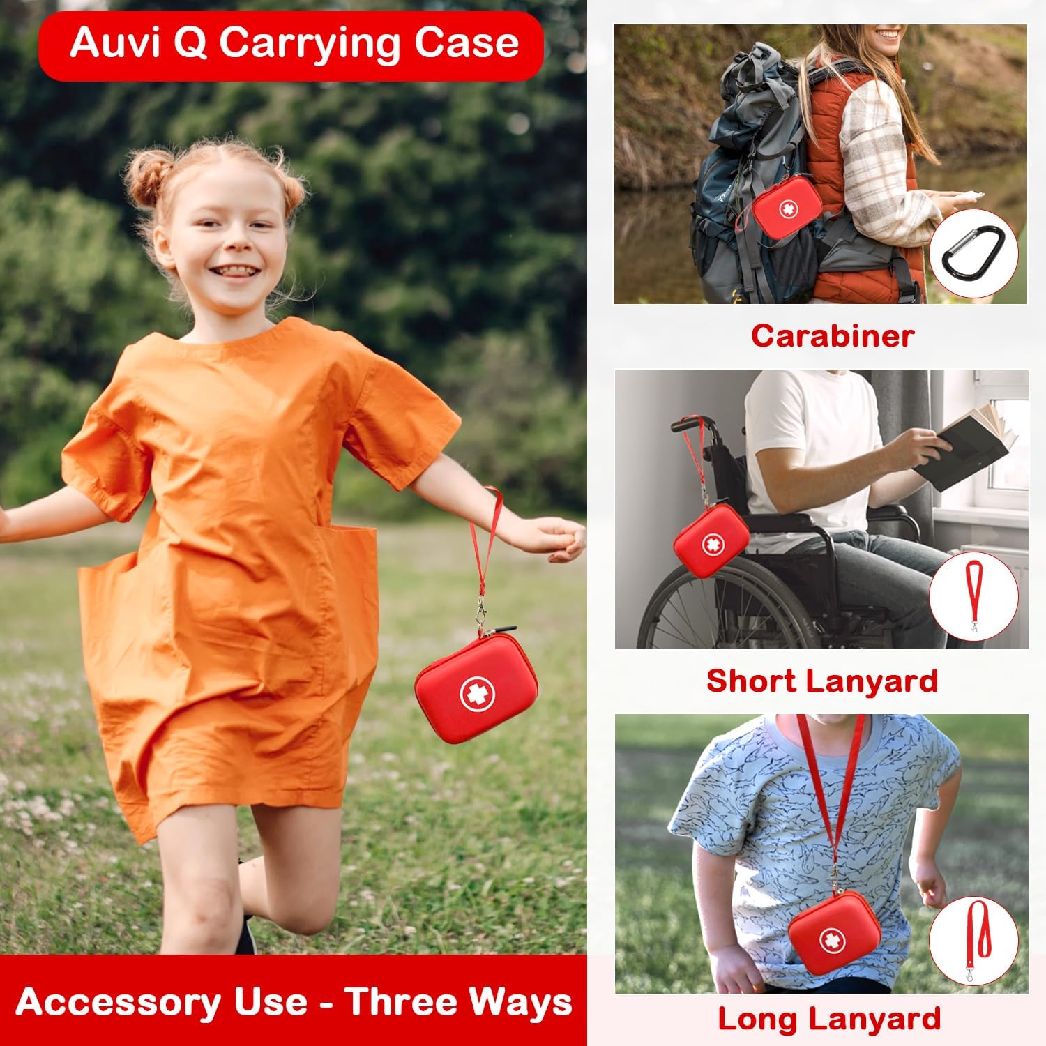 Auvi Q Estuche de transporte, bolsa de emergencia portátil para medicina para 2 inyectores automáticos Auvi-Q, inhalador de asma, aerosol nasal,