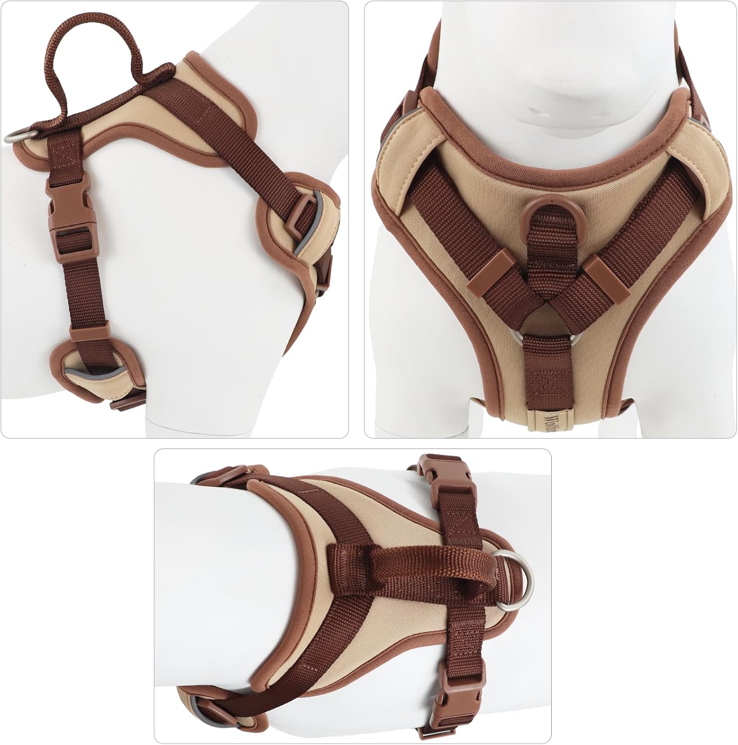 Wolfone Arnés sin tirones para perro, ajustable, suave, acolchado, chaleco para mascotas, con asa de control, adorable arnés diario para perros